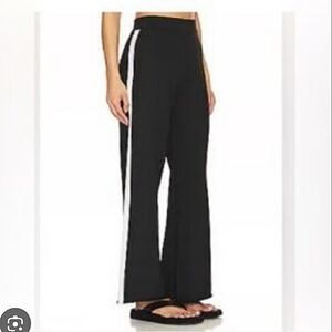 Black Flared Pants with White Stripe